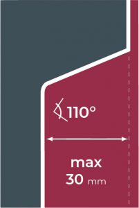 Schéma technique encoche répertoire droit angle 110 Bec Index